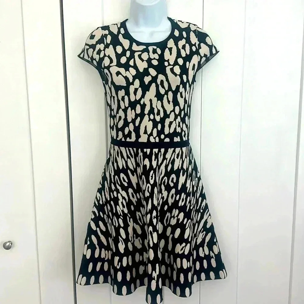 Karen Millen Leopard Jacquard Fit And Flare Dress